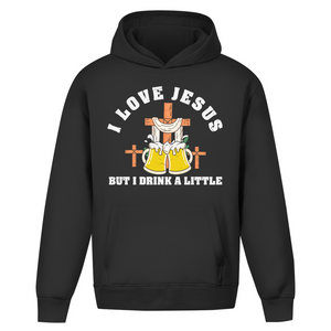 Oversize Hoodie Ohne Kordel i love jesus but i drink a little bier
