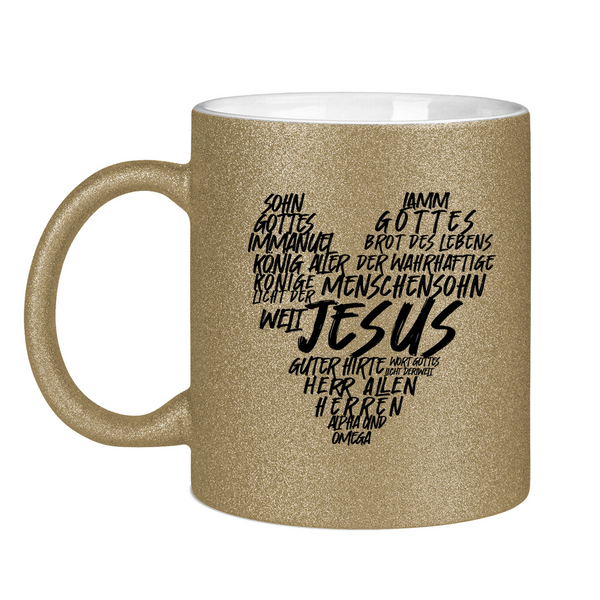 Glitzertasse jesus herz wordcloud