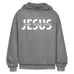 Oversize Washed Hoodie jesus the way the truth the life