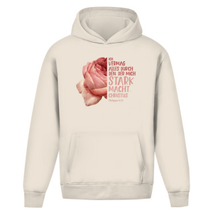 Oversize Hoodie Ohne Kordel der mich stark macht rose philipper 4:13