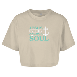 Damen Oversize Crop Top jesus is the anchor of my soul segeln