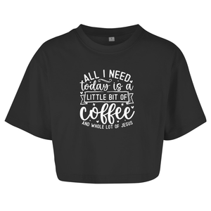 Damen Oversize Crop Top little bit of coffee and whole lot of jesus