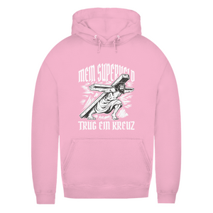 Damen Hoodie mein superheld trug ein kreuz