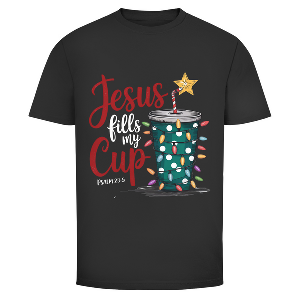 Herren T-Shirt jesus fills my cup psalm 23.5