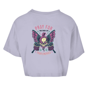 Damen Oversize Crop Top pray for your enemies matthew 5:44