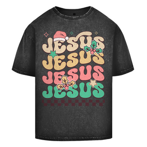 Oversize Washed T-Shirt jesus weihnachtsmotiv