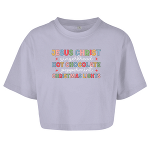 Damen Oversize Crop Top jesus christ gingerbread