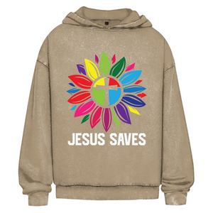 Oversize Washed Hoodie jesus saves