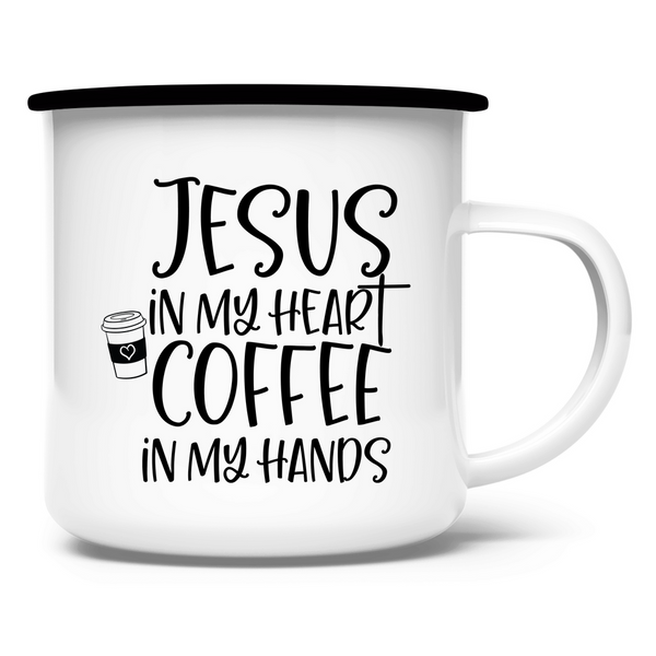 Emaille Tasse jesus in my heart coffee in my hands