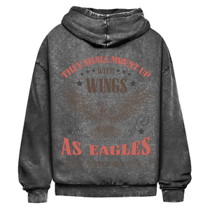 Oversize Washed Hoodie mount up with wings isaiah 40:31