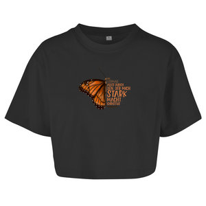 Damen Oversize Crop Top der mich stark macht schmetterling