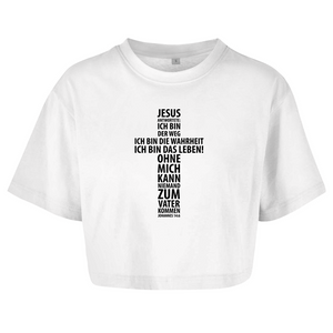 Damen Oversize Crop Top jesus: ich bin das leben johannes 14:6