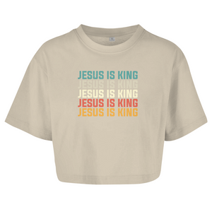 Damen Oversize Crop Top jesus is king vintage