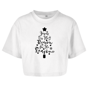 Damen Oversize Crop Top jesus is the reason for the season
