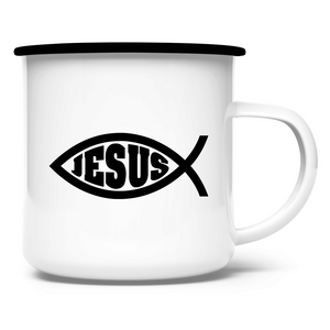 Emaille Tasse Ichthys fisch christliches symbol