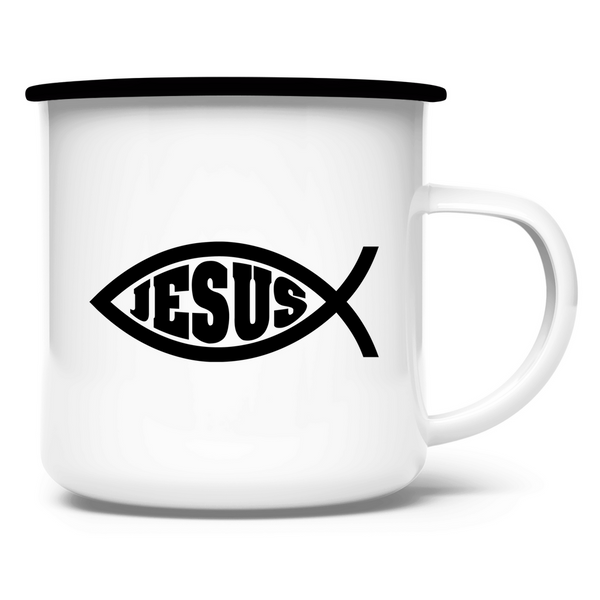 Emaille Tasse Ichthys fisch christliches symbol