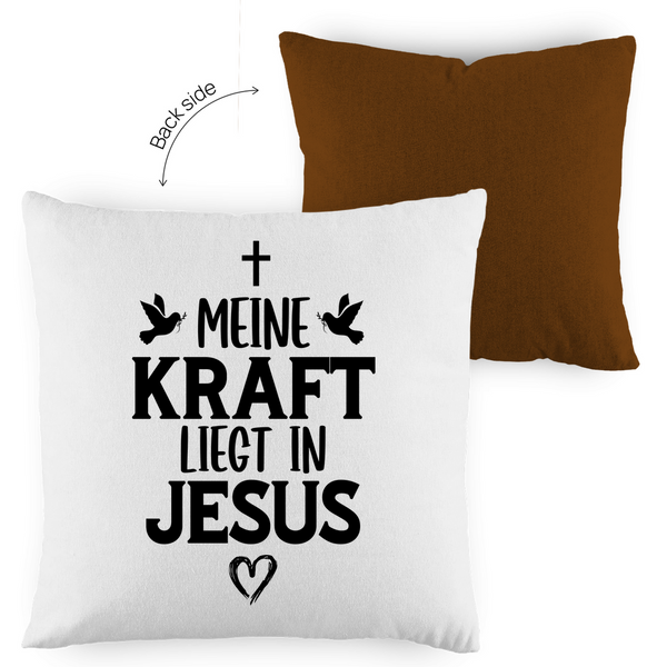 Kopfkissen zweifarbig meine kraft liegt in jesus