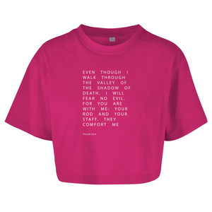 Damen Oversize Crop Top i will fear no evil psalm 23:4