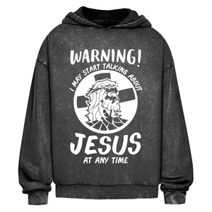 Oversize Washed Hoodie jesus at any time