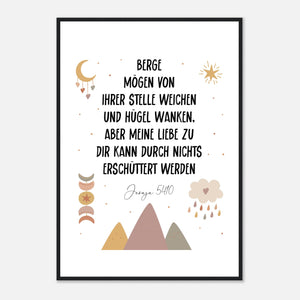 meine liebe zu dir jesaja 54.10 Poster mit Holzrahmen