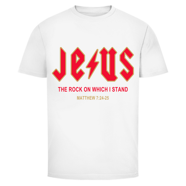 Herren T-Shirt jesus the rock matthew 7:24-25