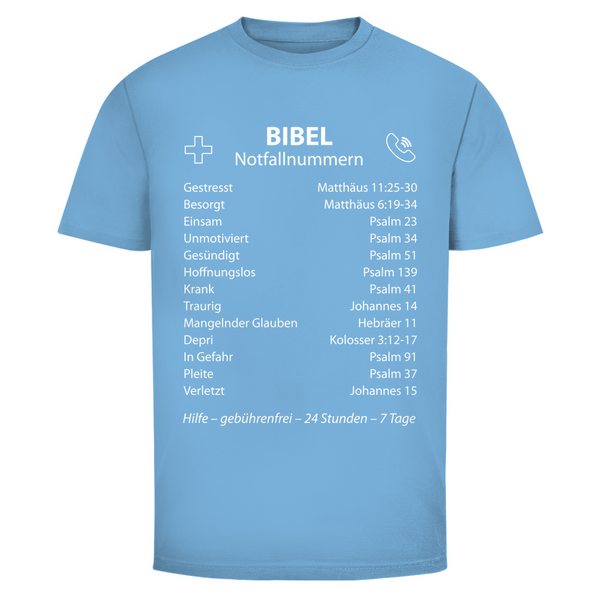 Herren T-Shirt bibel notfallnummern