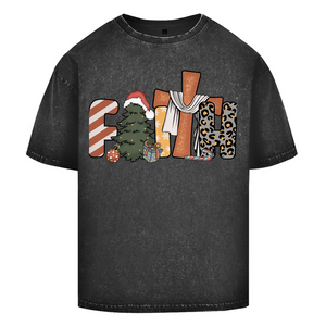 Oversize Washed T-Shirt faith weihnachtsmotiv