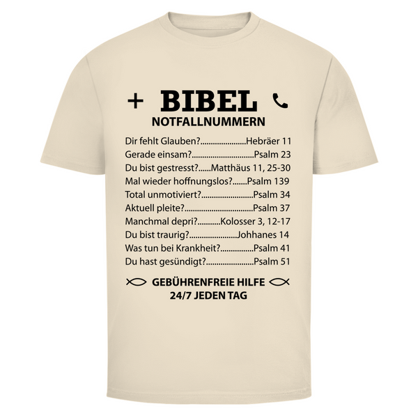 Herren T-Shirt bibel notfallnummern