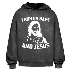 Oversize Washed Hoodie i run on naps and jesus