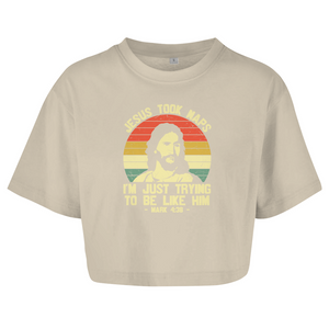 Damen Oversize Crop Top jesus took naps mark 4:38