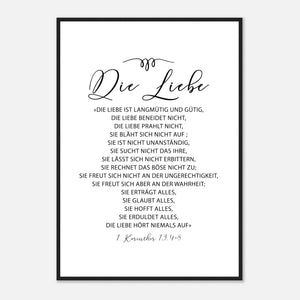 die liebe 1 korinther 13.4-8 Poster mit Holzrahmen