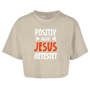 Damen Oversize Crop Top positiv auf jesus getestet