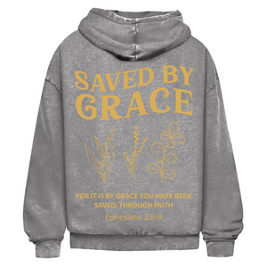 Oversize Washed Hoodie saved by grace ehpesians 2:8-9