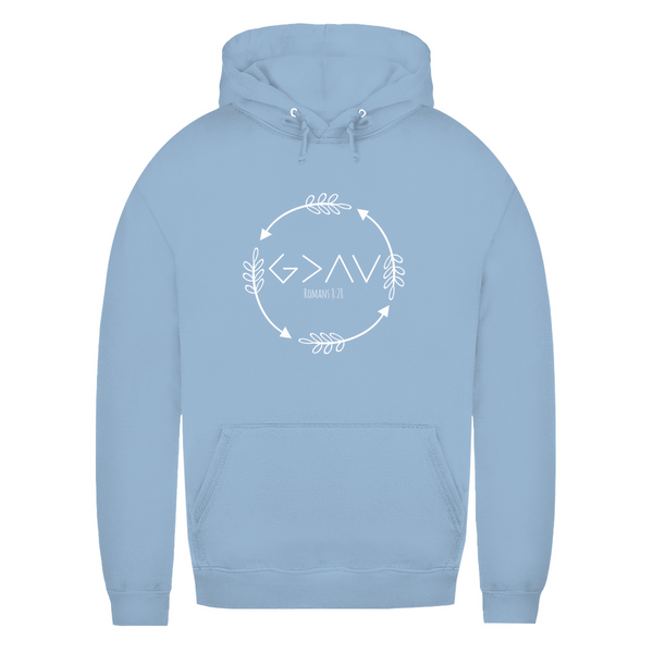 Damen Hoodie god greater than highs lows romans 8:28