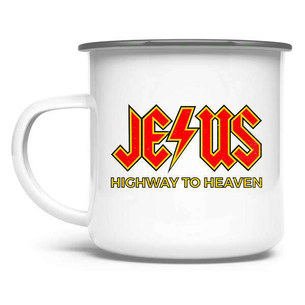 Emaille Tasse jesus highway to heaven