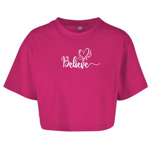 Damen Oversize Crop Top believe