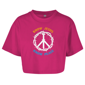 Damen Oversize Crop Top know jesus know peace