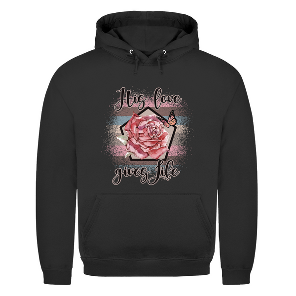 Herren Hoodie his love gives life