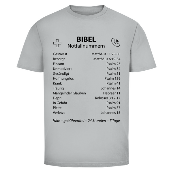 Herren T-Shirt bibel notfallnummern