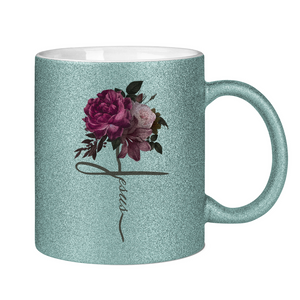 Glitzertasse jesus blume