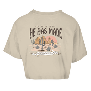 Damen Oversize Crop Top everything beautiful ecclesiastes 3:11