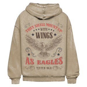 Oversize Washed Hoodie mount up with wings isaiah 40:31