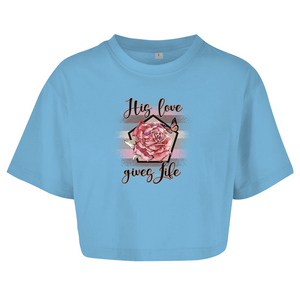 Damen Oversize Crop Top his love gives life