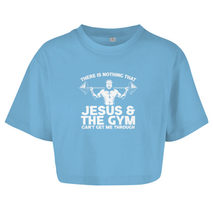Damen Oversize Crop Top jesus and gym