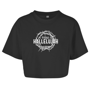 Damen Oversize Crop Top i raise a hallelujah dornenkrone