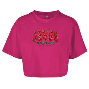 Damen Oversize Crop Top jesus is the reason for the season