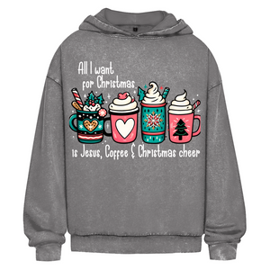 Oversize Washed Hoodie all i want for christmas is jesus coffee