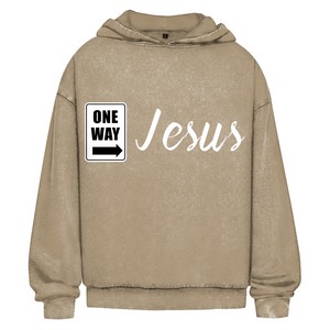 Oversize Washed Hoodie one way jesus