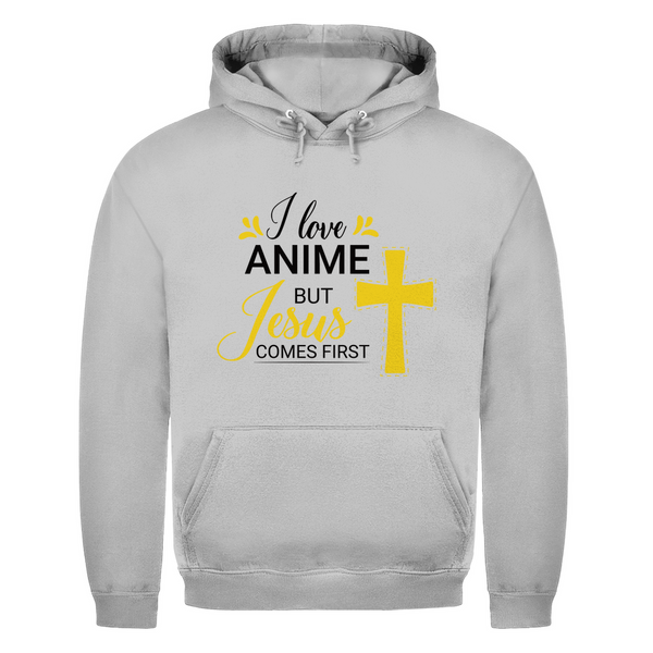 Herren Hoodie i love anime but jesus comes first