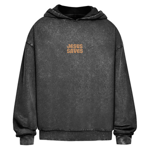 Oversize Washed Hoodie jesus saves john 3:16-17